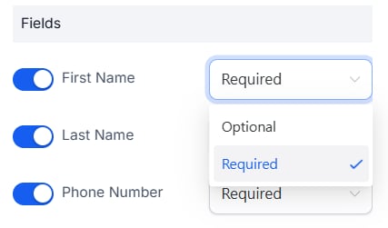 Required field toggle