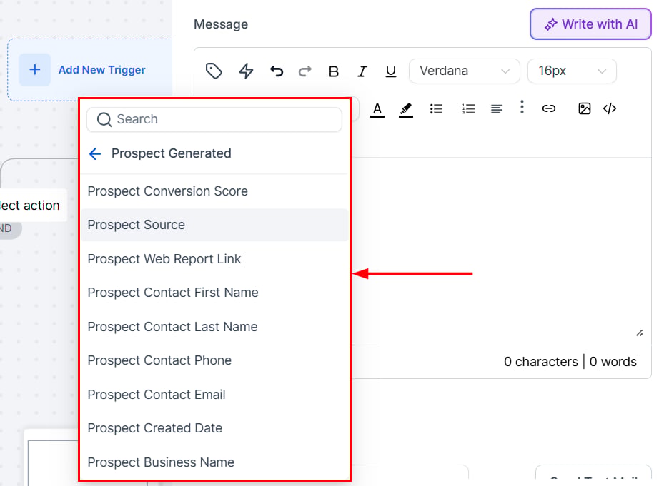 Prospect custom values