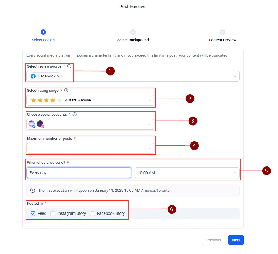 Review post on social media