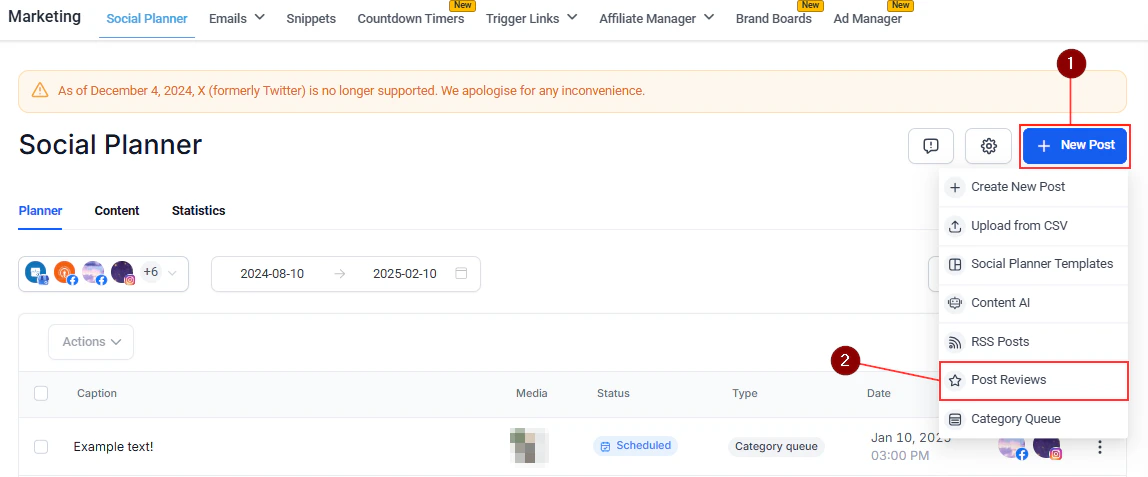 Share review to social media