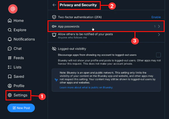 Bluesky app password