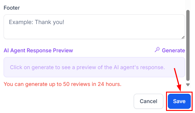Preview and save agent