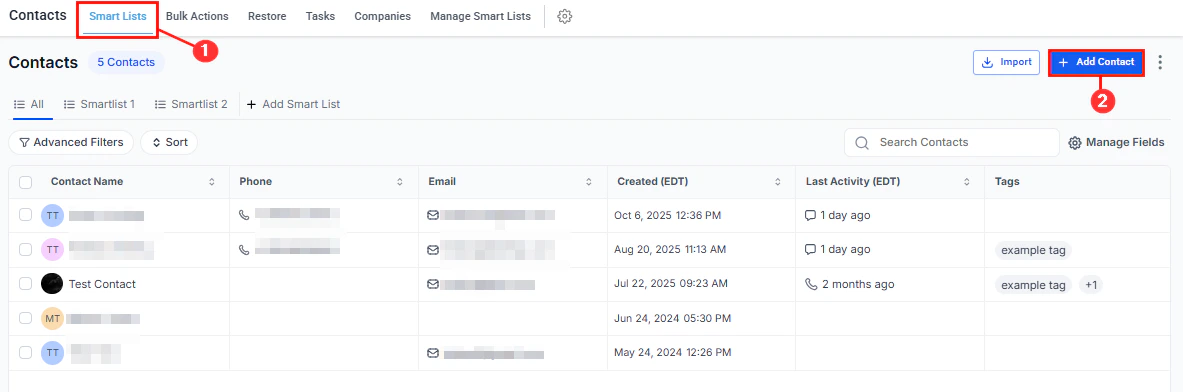 Follower selection dropdown on a contact record
