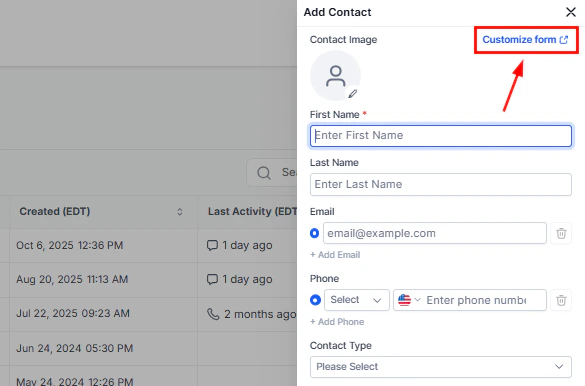 Custom fields configuration for businesses