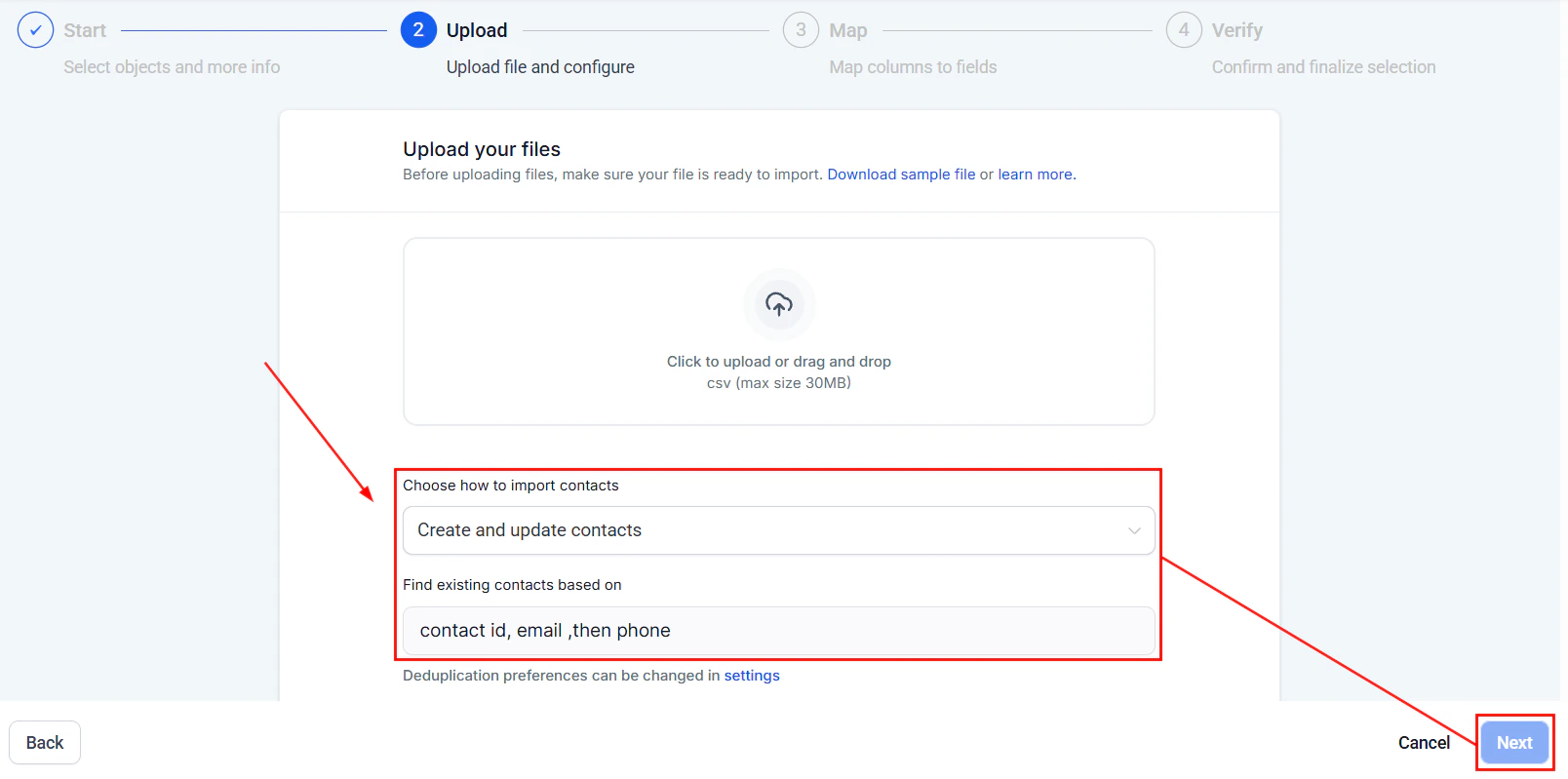 Export configuration dialog