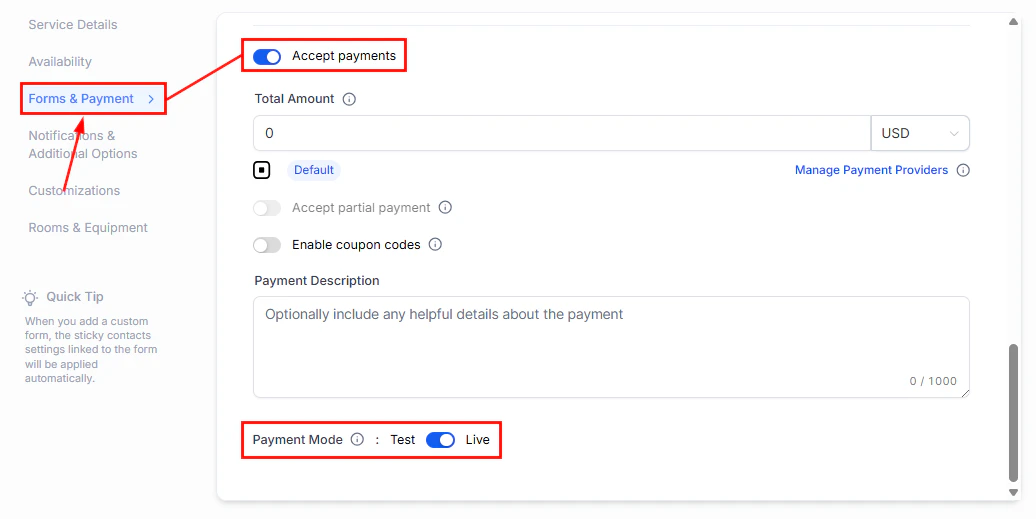 Appointment payment method