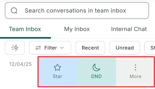 Actions menu