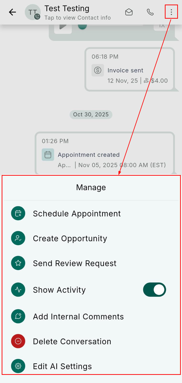 Manage conversations