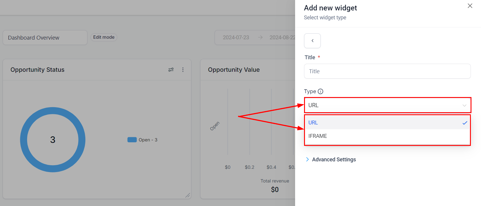 Embed type selection