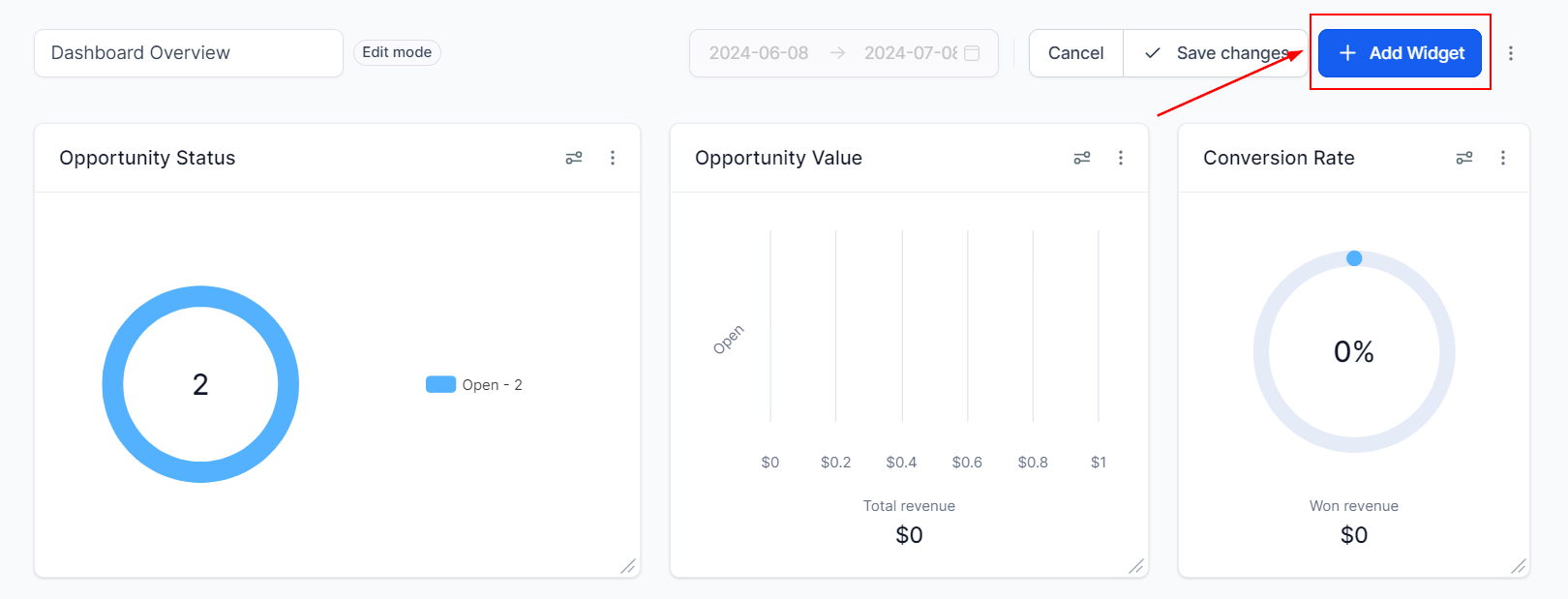 Elements tab in widget panel