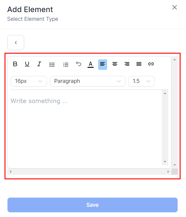 Text box element configuration