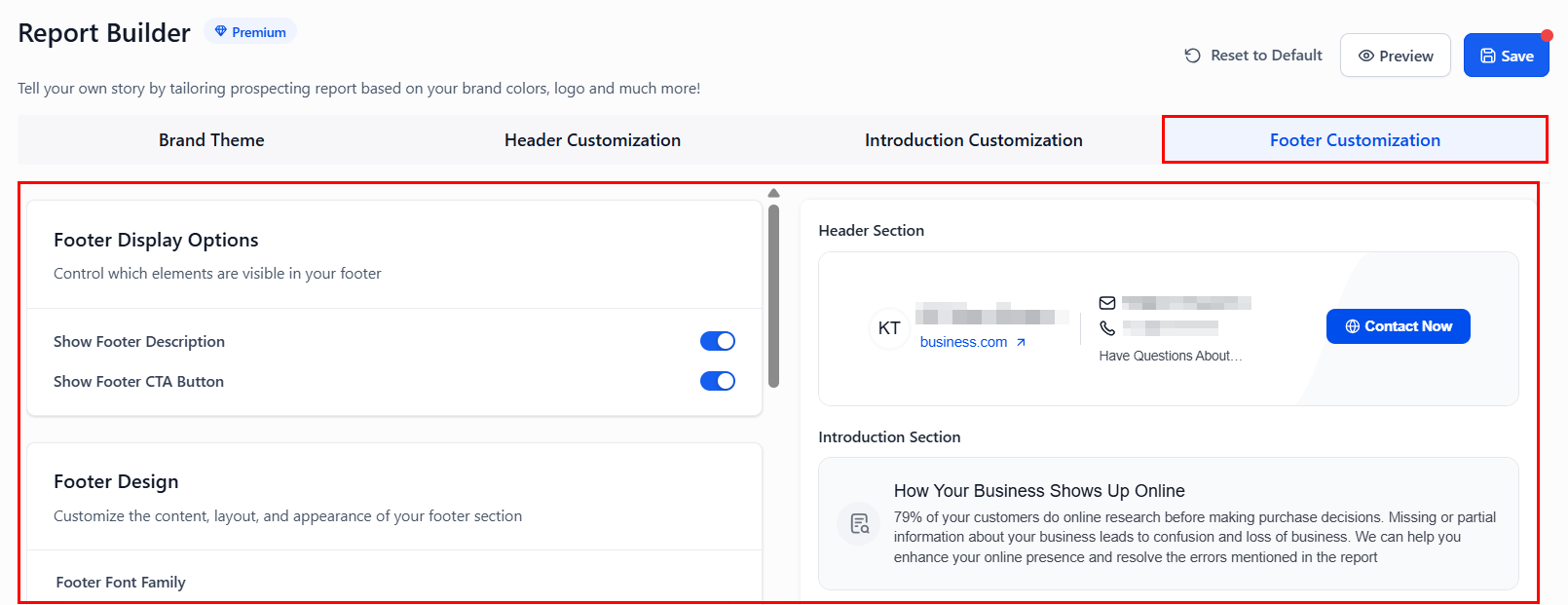 Footer options
