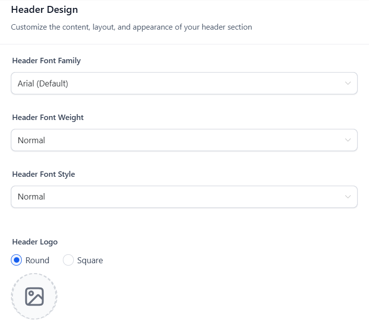 Header design options