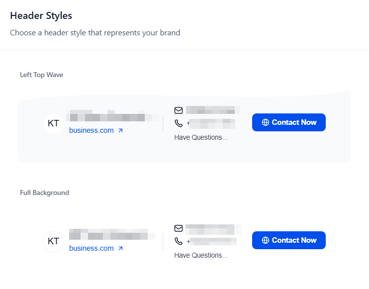 Header styles