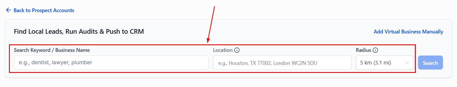 Bulk search leads