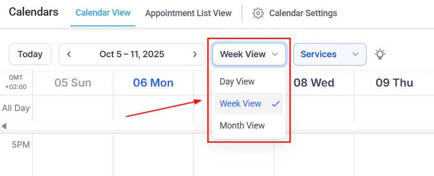Calendar settings with payment options