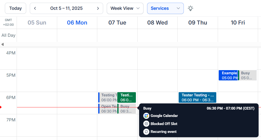 Class booking settings with seats and guest config