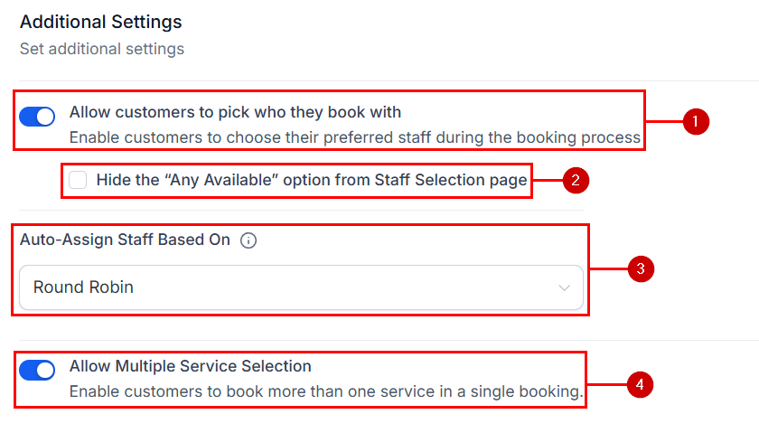 Additional booking settings