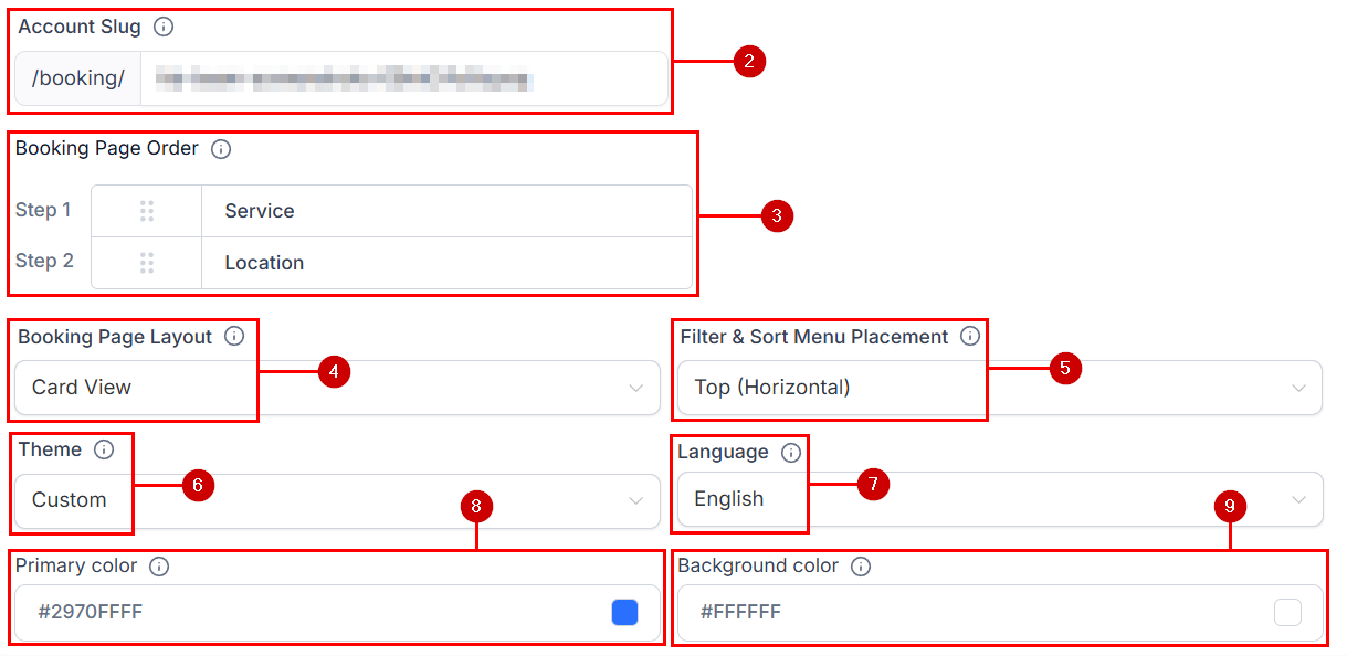 Booking page settings part 2