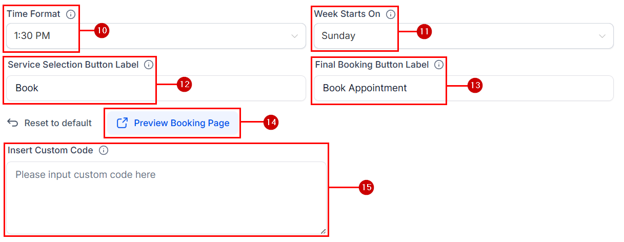 Booking page settings part 3