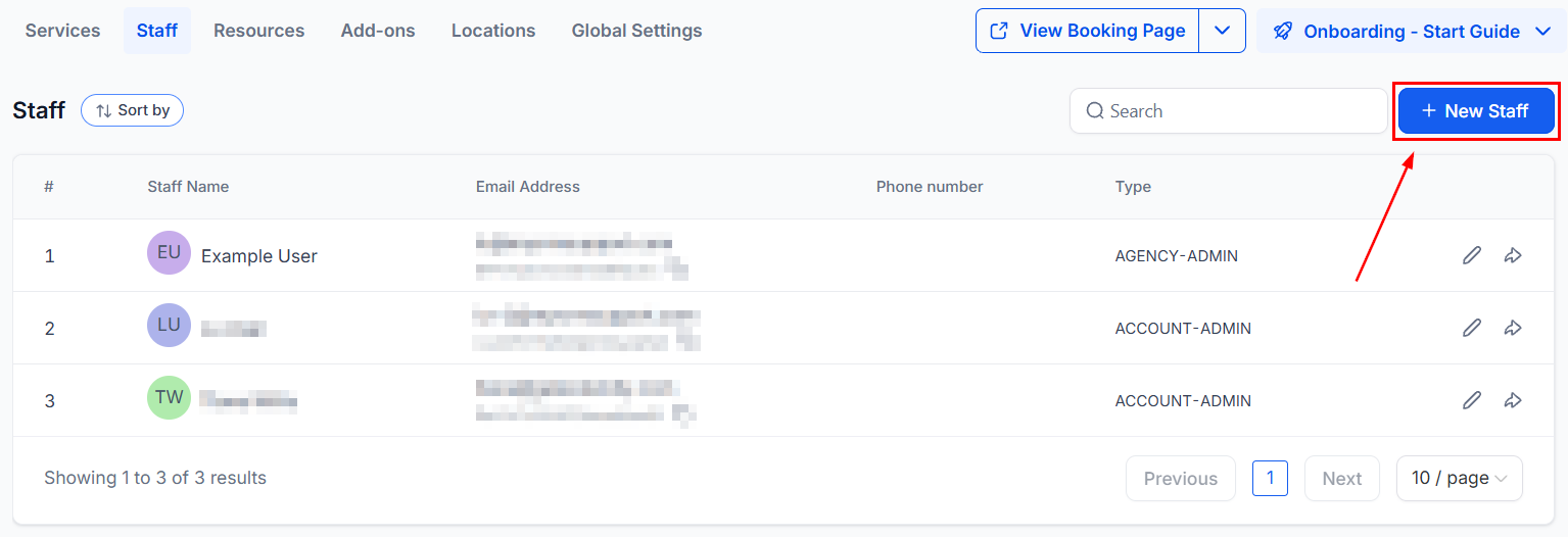 Add new staff member form