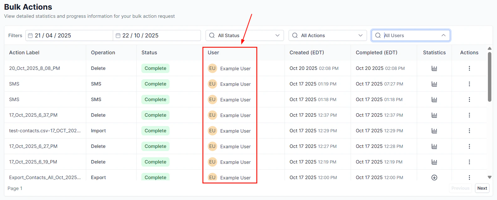 Delete Contact button