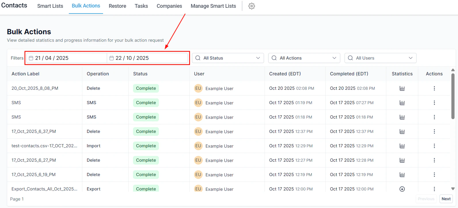 Bulk actions toolbar menu