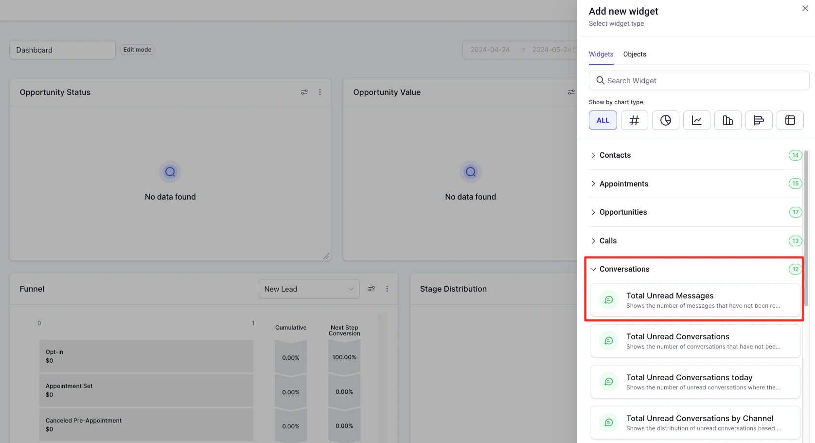Conversation widget configuration