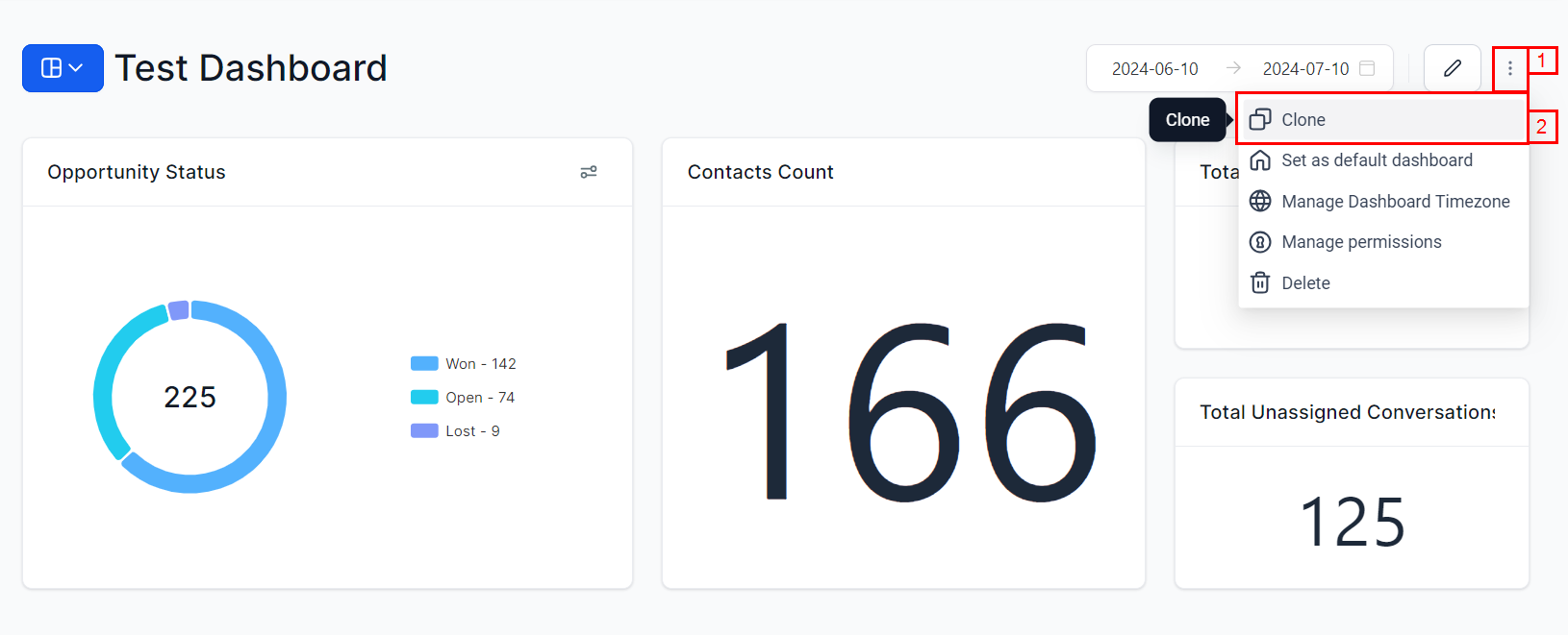 Clone dashboard option