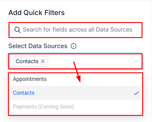 Quick filters add panel