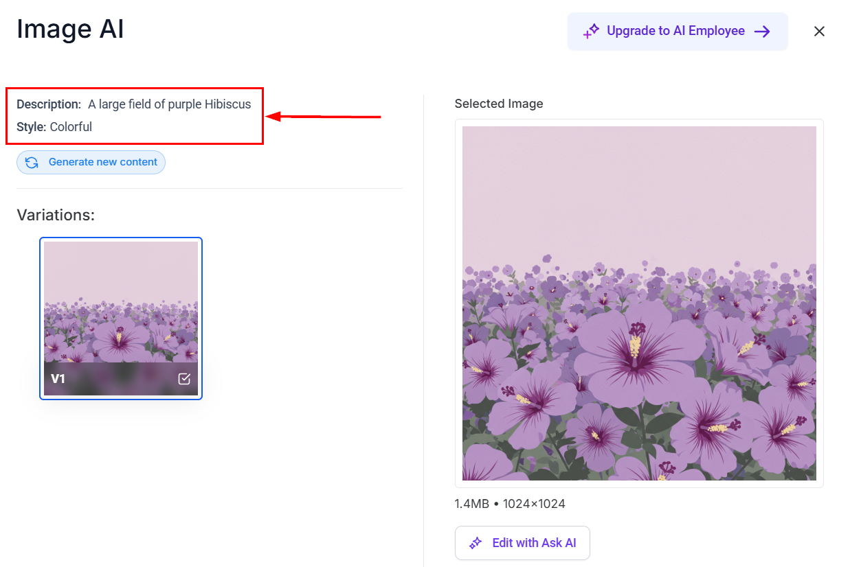 Describe your AI image
