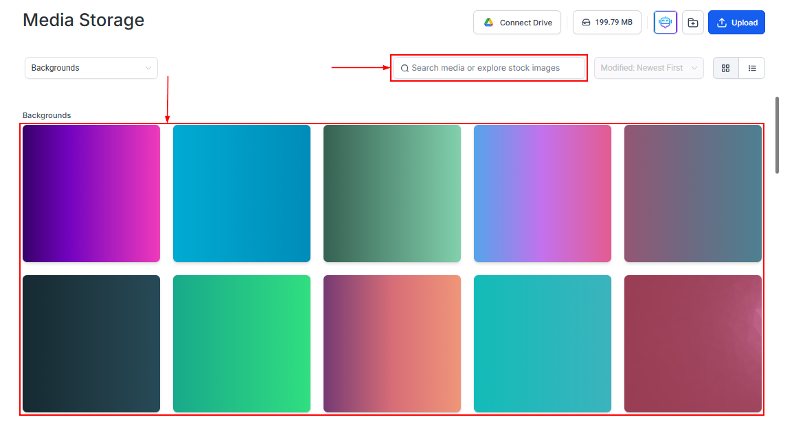 Browse the Backgrounds gallery