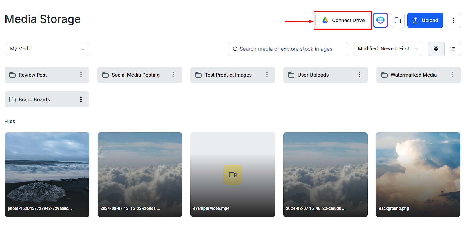 Connect Google Drive to Media Storage
