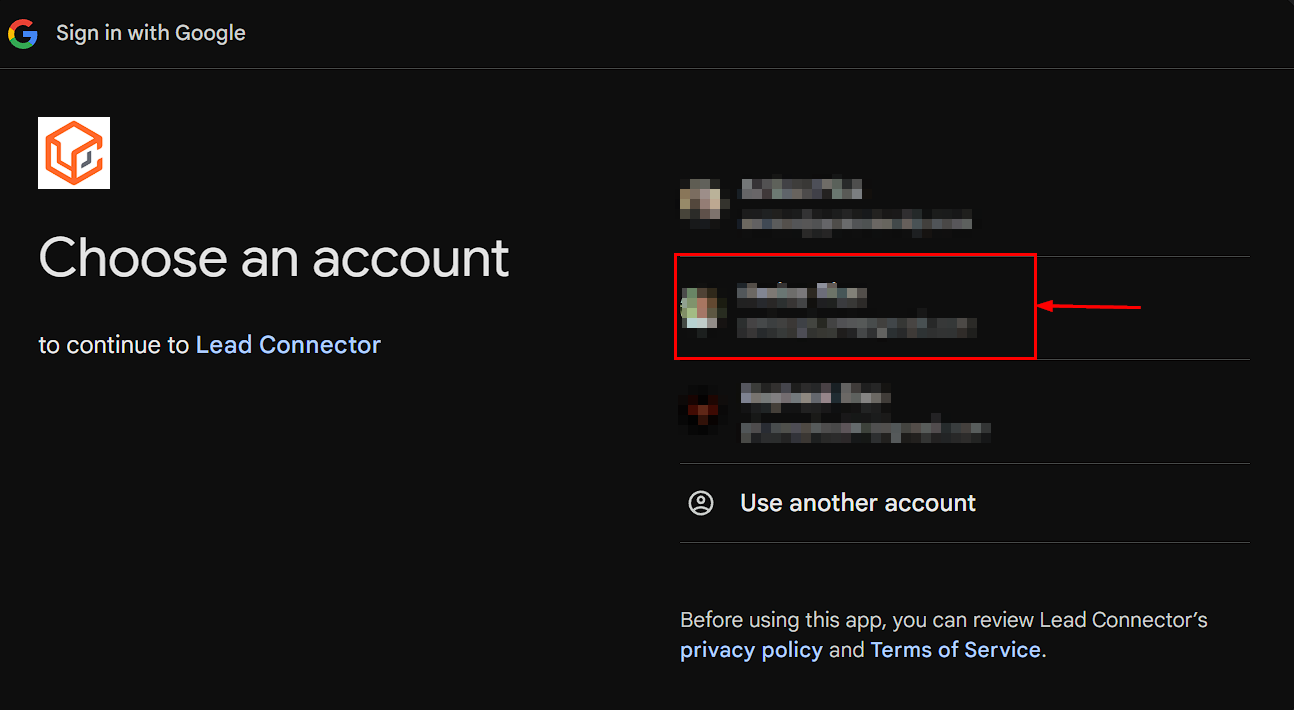 Choose your Google account
