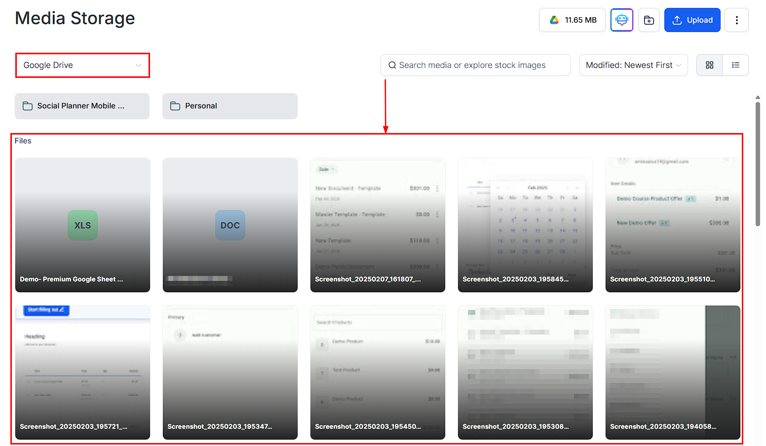 Synced Google Drive files
