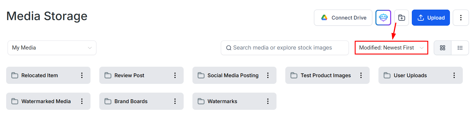 Media Storage sorting