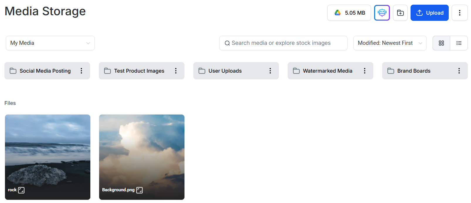 Supported media types in Media Storage