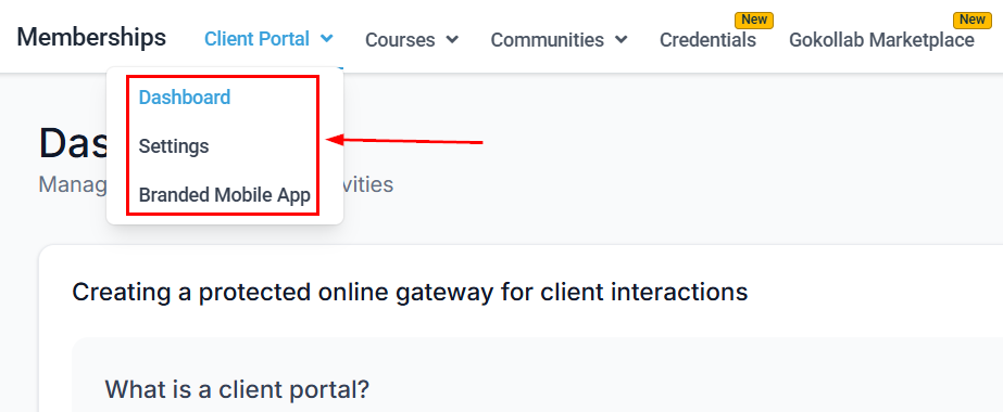 Memberships section overview