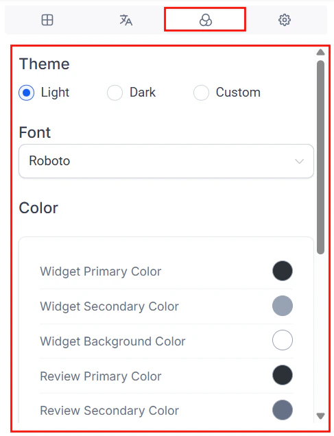 Widget display configuration options