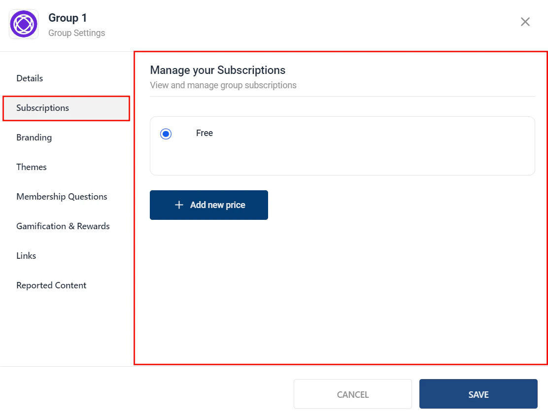 Paid group subscription