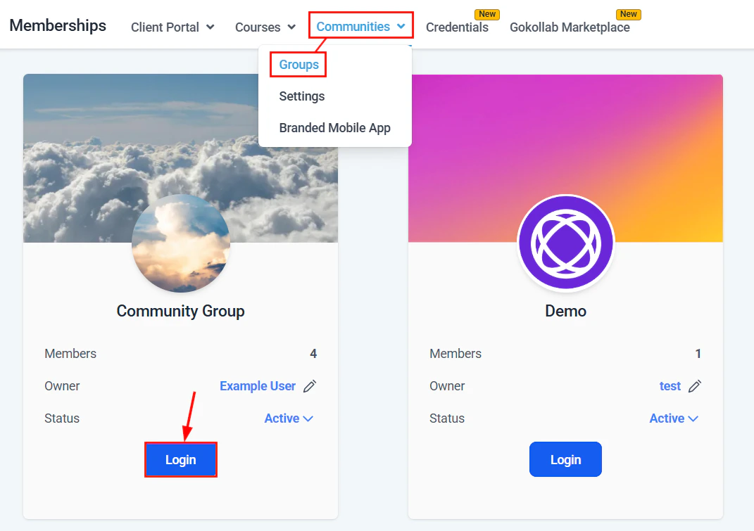 Community privacy settings