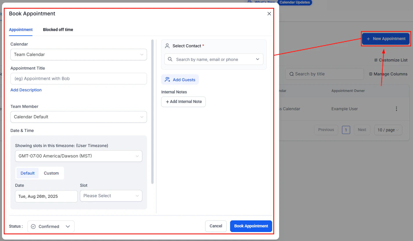 Appointment sort options