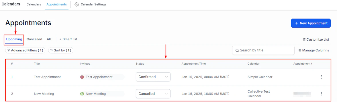 New appointment button