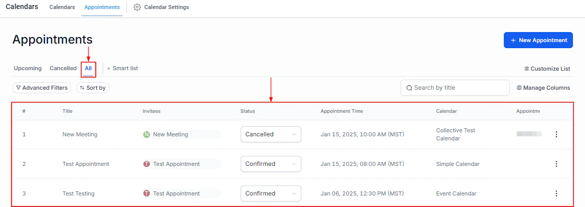 Edit appointment form