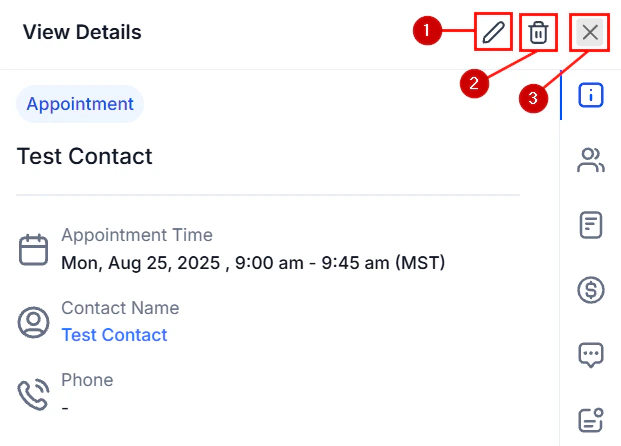 Appointment detail modal in calendar view
