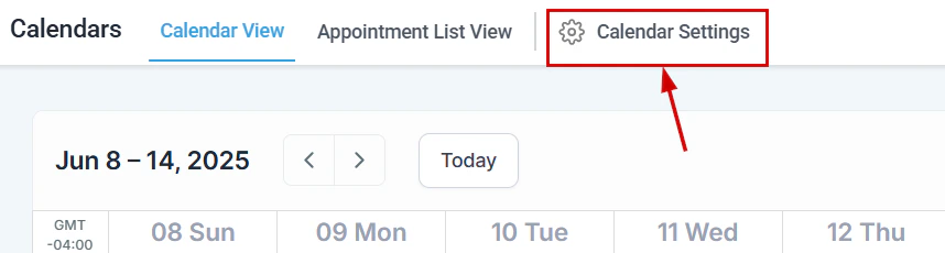 New calendar button in Calendar Settings