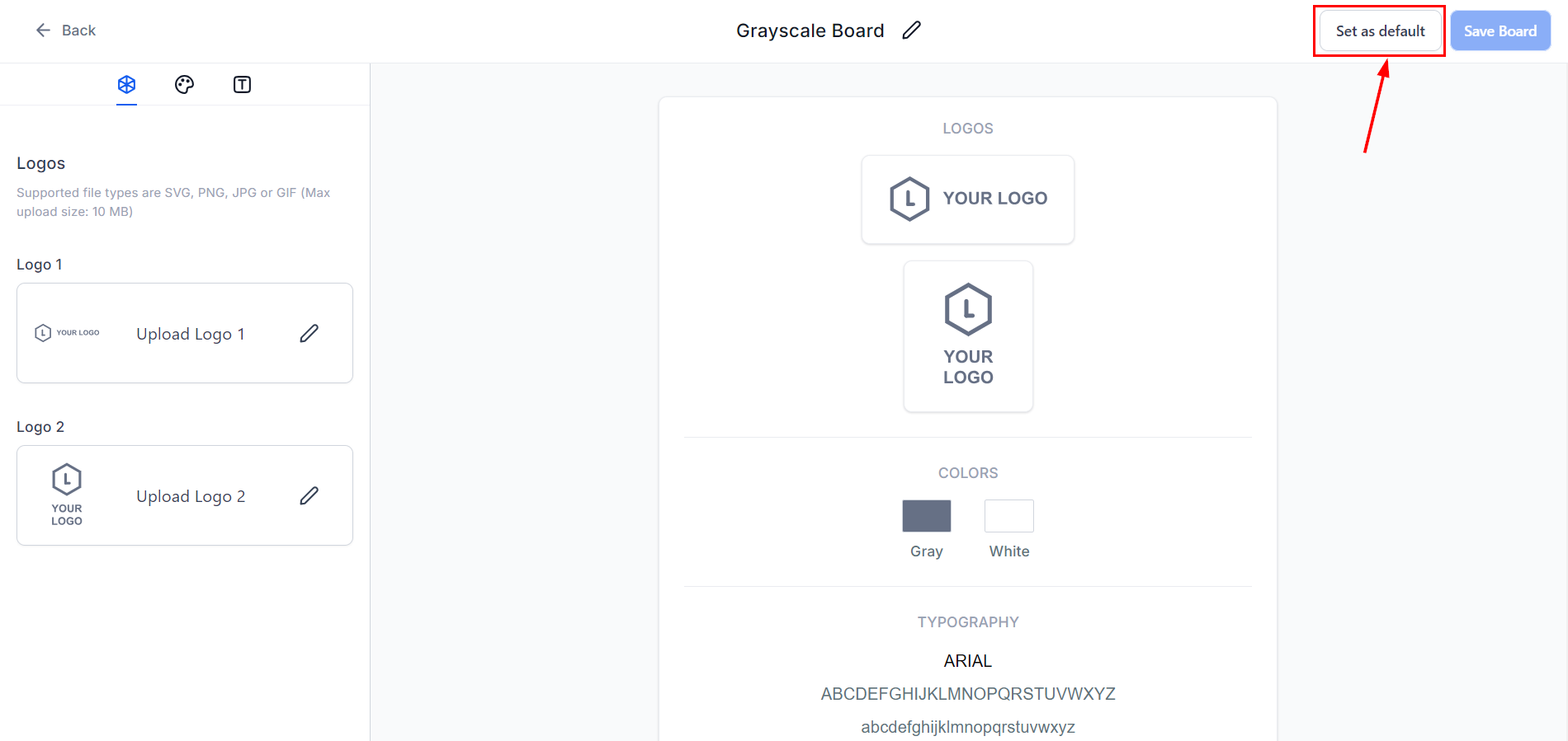 Set as Default menu option