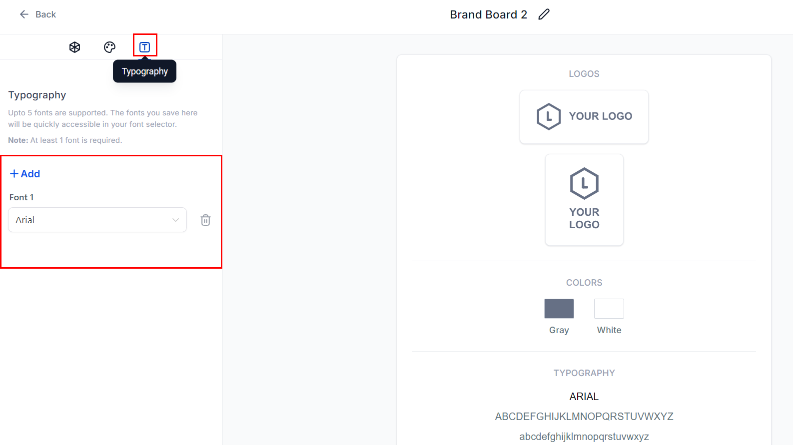 Brand board typography
