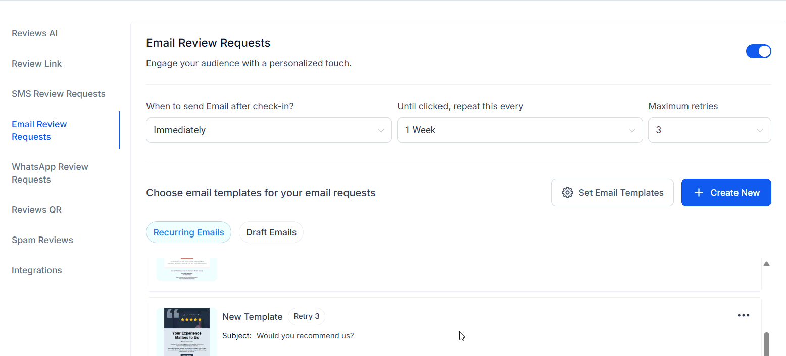 Email review request template setup walkthrough
