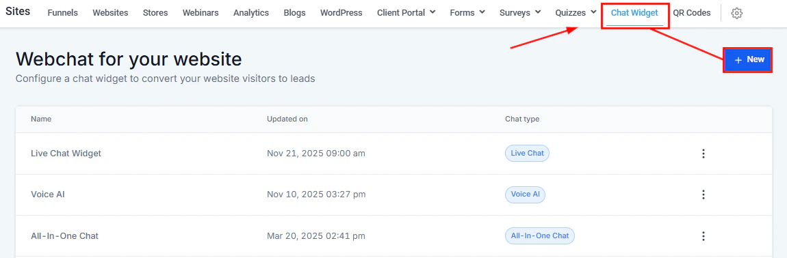 Chat Widget creation